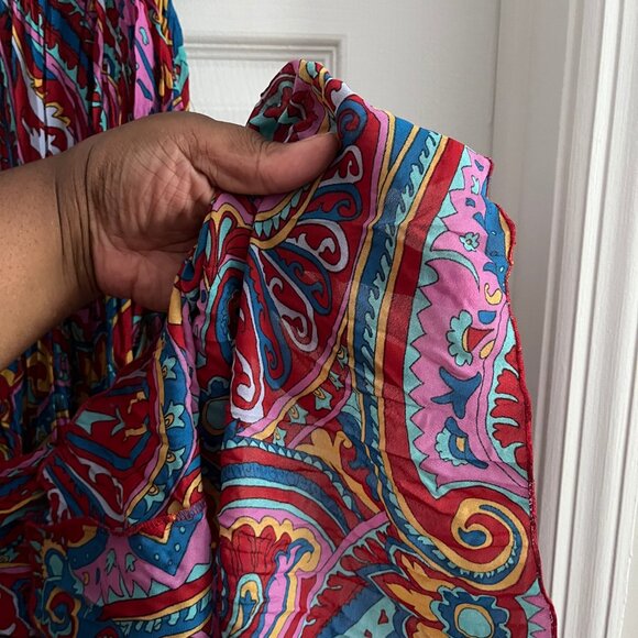 Plus Size Denim 24/7 Pink Multicolor Boho Maxi Peasant Skirt - Picture 3 of 4